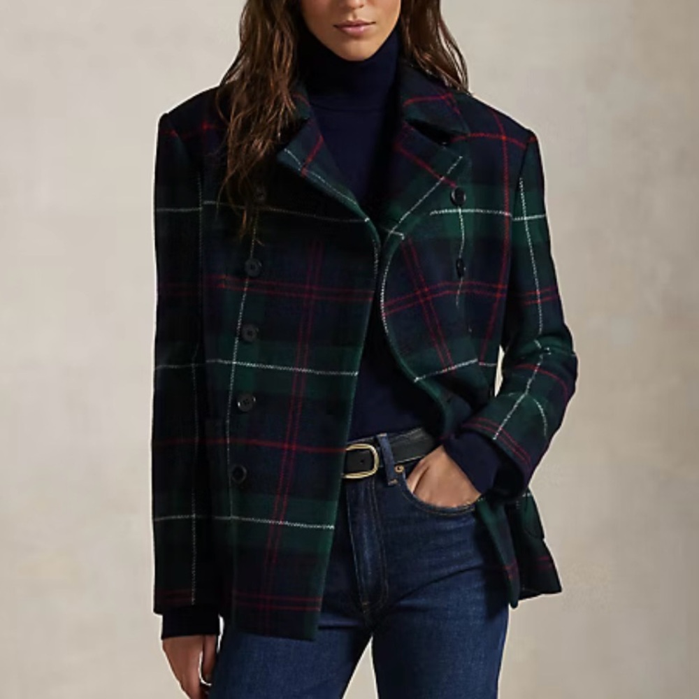 Polo Ralph Lauren Plaid Tweed Double-Breasted Jacket